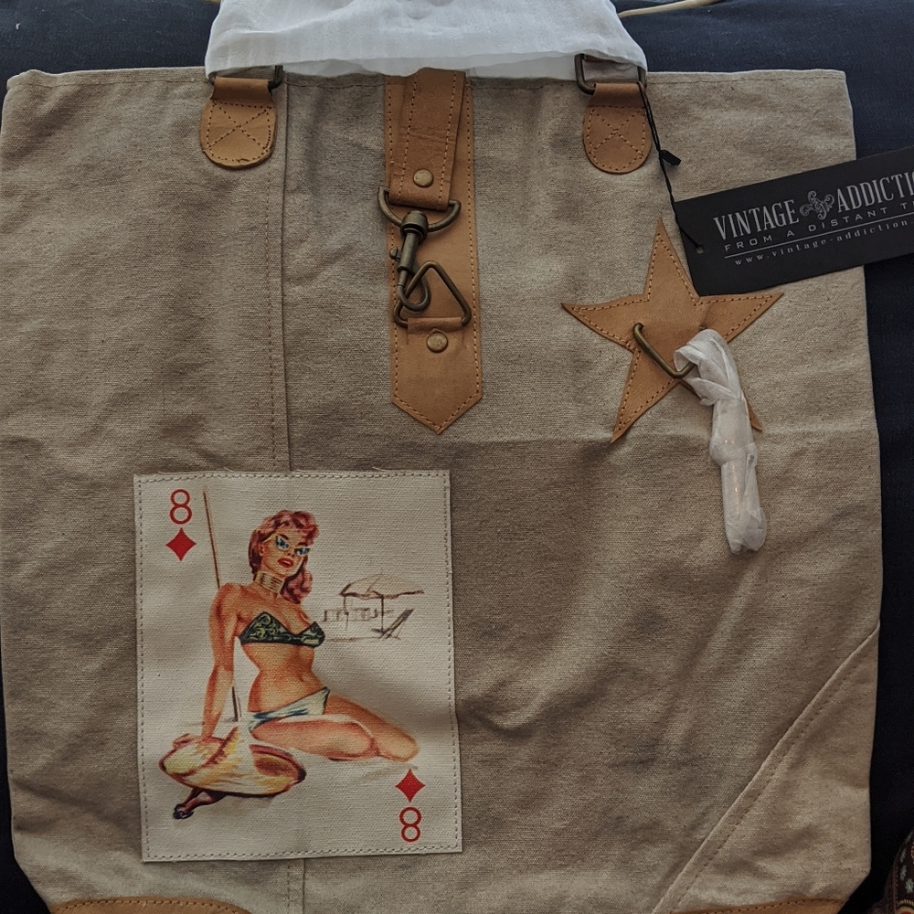 Pin-up Girl Card Canvas Tote